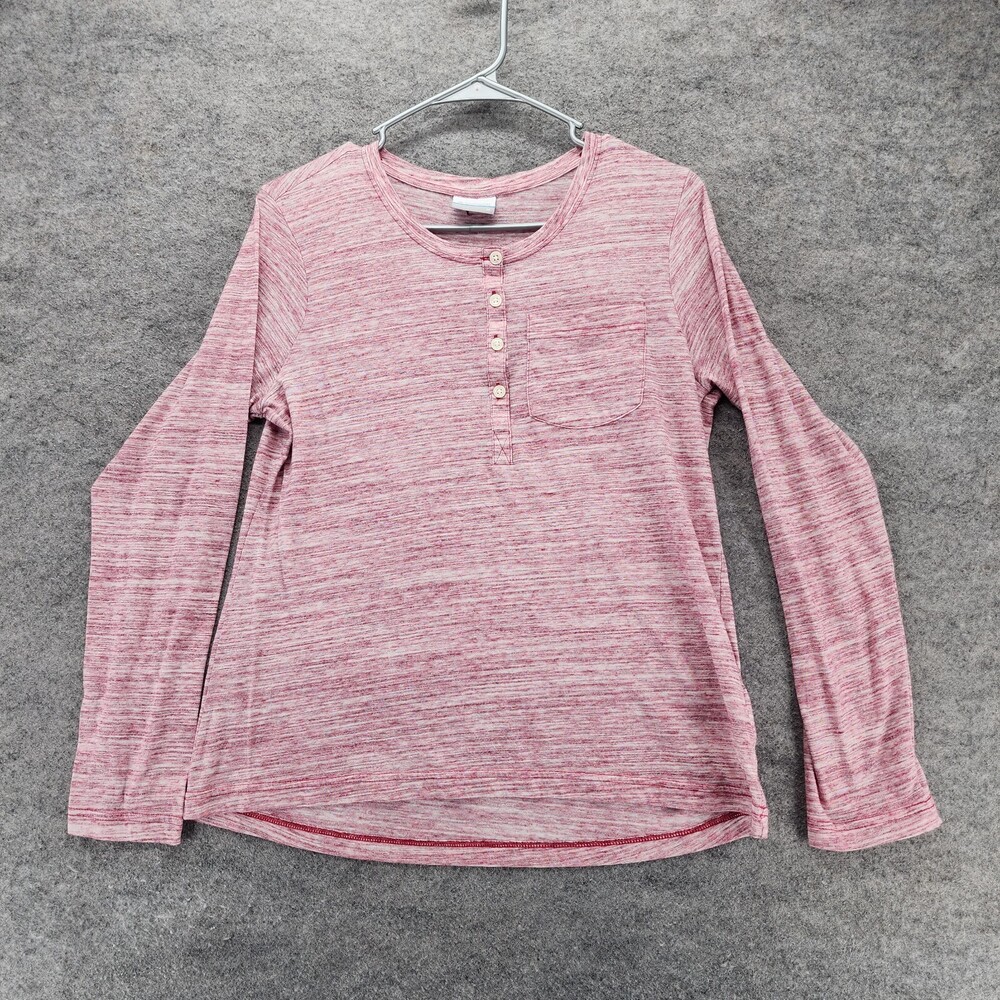 Columbia Shirt Womens Medium Long Sleeve Red Henley